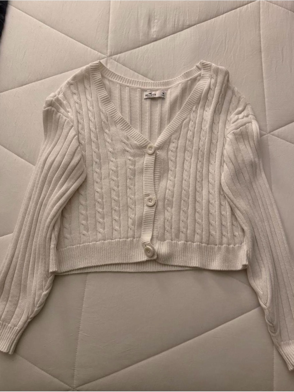 Hollister Cropped Cable Knit Cardigan Sweater